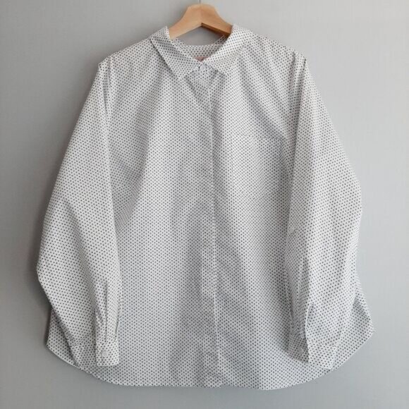 IN EVERY STORY Penningtons Utility Sleeve Button Down Shirt Polka Dot B&W Sz 1X - Picture 16 of 16